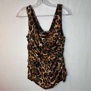 Express Women’s Top Animal Print  Ruffle Layered Size S